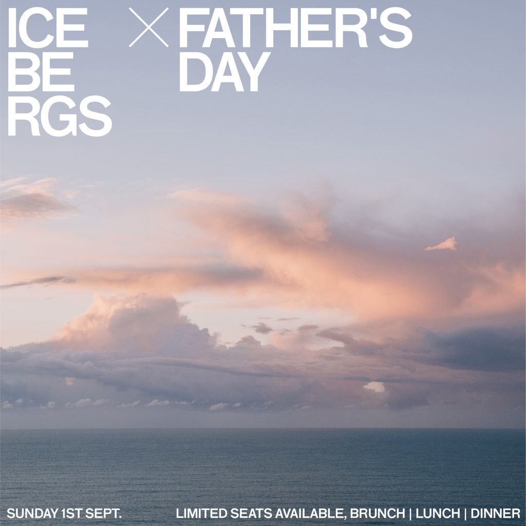 Icebergs Father's Day event tile over a sunset sky