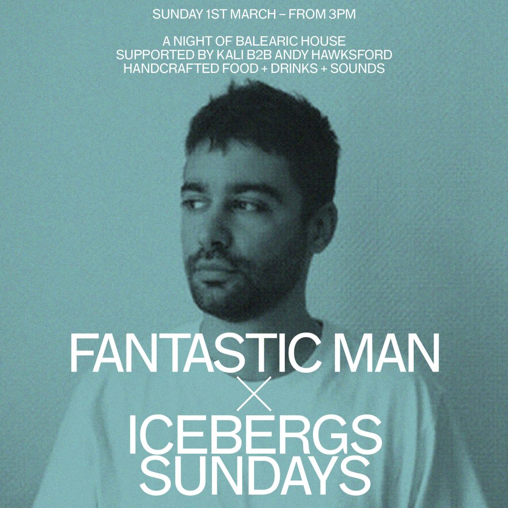 Icebergs Sundays x Fantastic Man event tile with a portrait