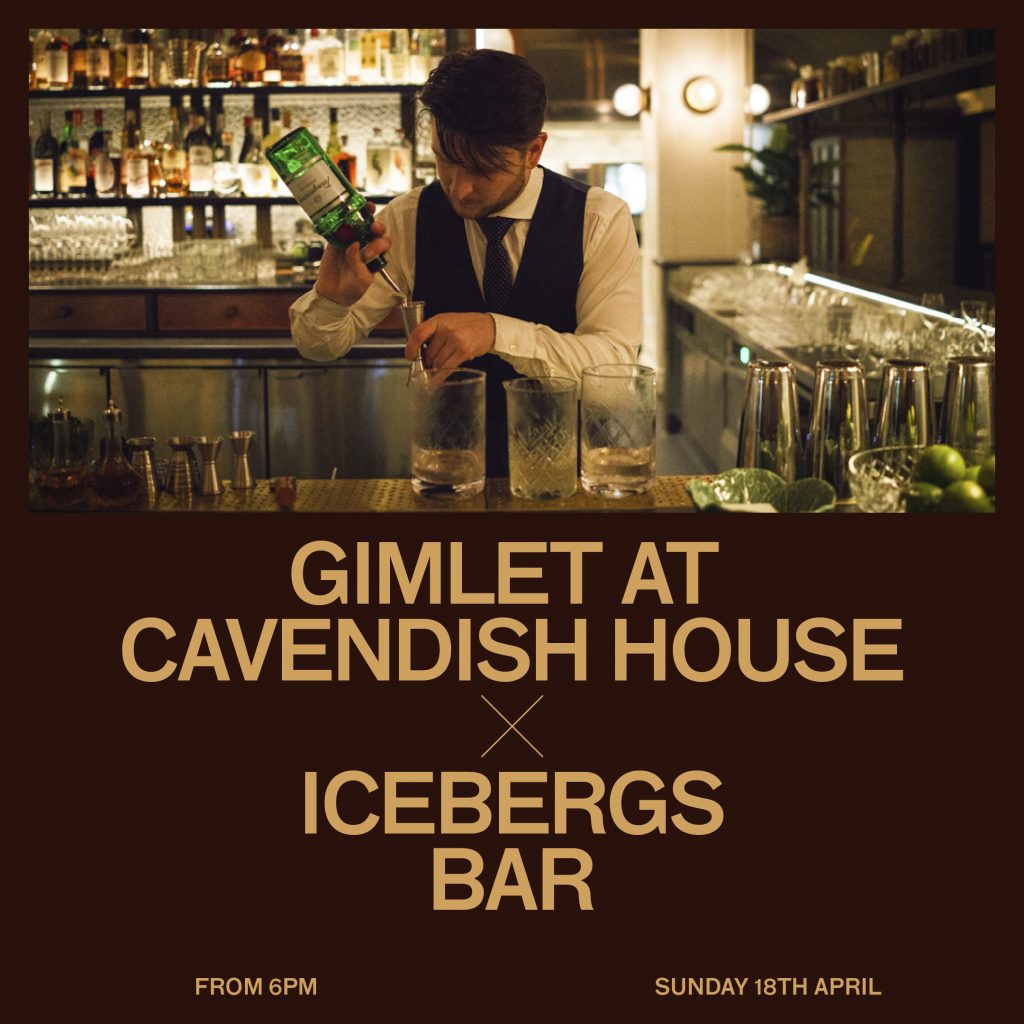 Gimlet at Cavendish House x Icebergs Bar takeover tile with a bartender