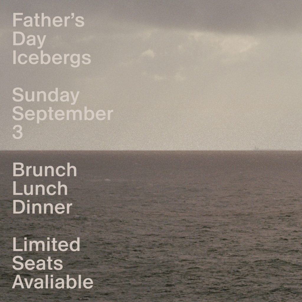 Icebergs Father's Day event tile over a calm sea