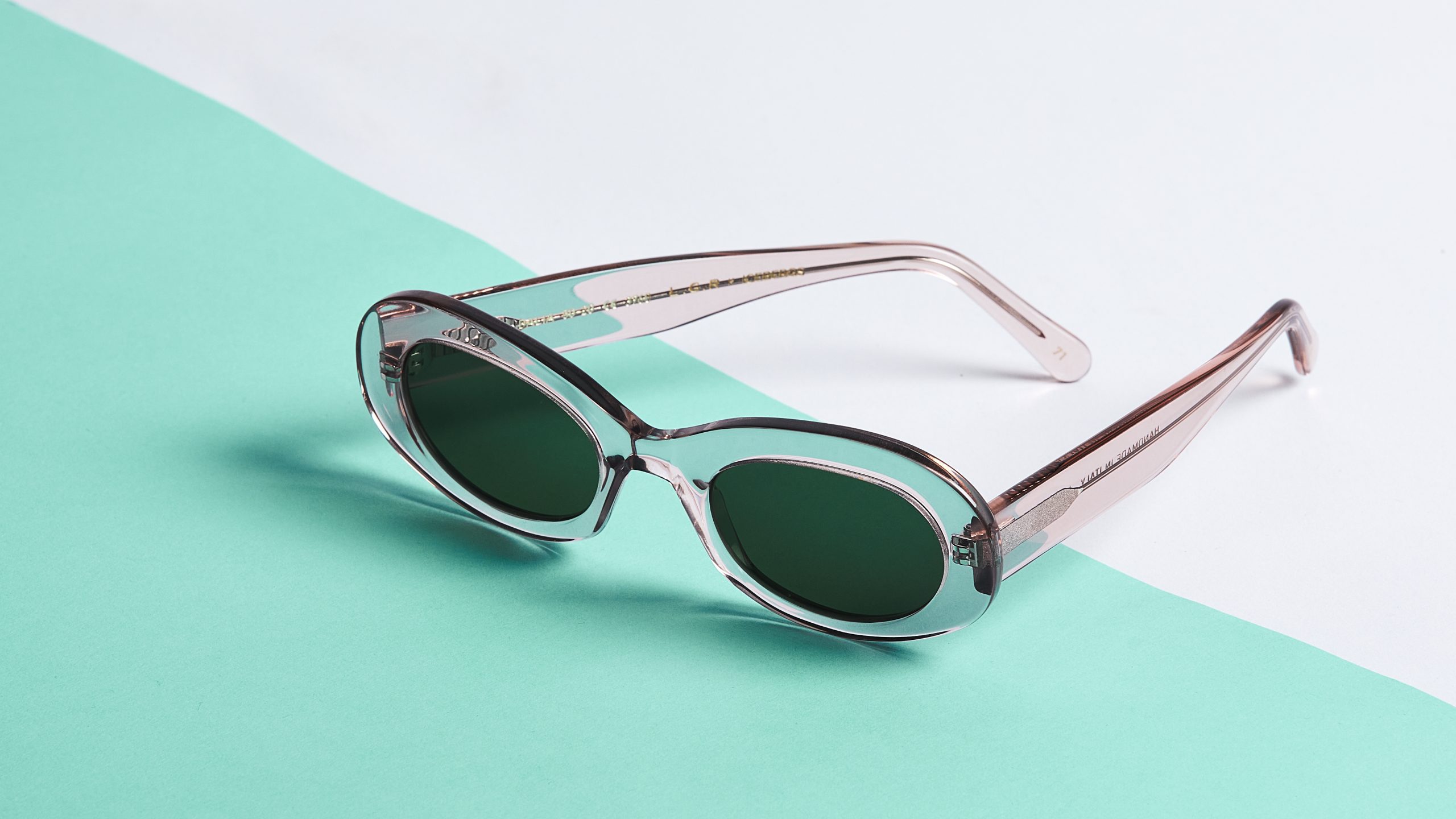 L.G.R x Icebergs Dahlia sunglasses, clear frame with green lenses