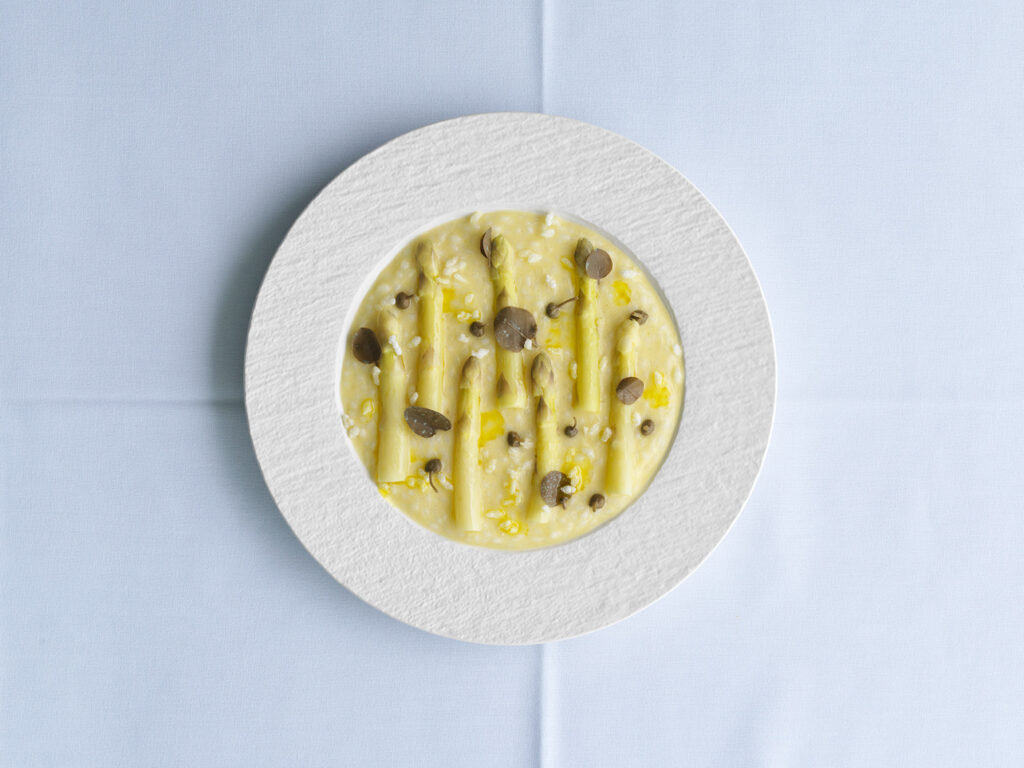 Overhead of a plated spaghetti dish
