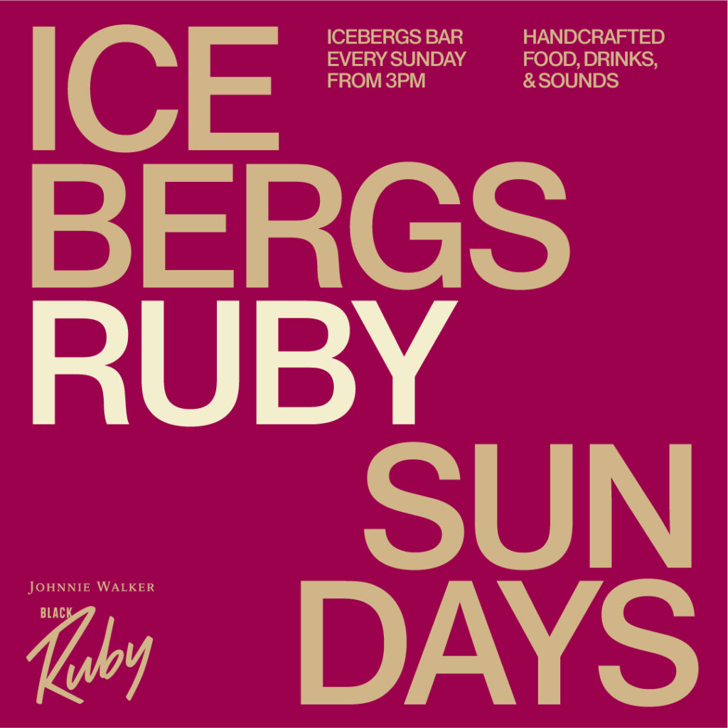 Icebergs Ruby Sundays event tile in pink