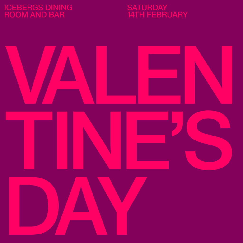 Icebergs Valentine's Day 2026 event tile, in magenta