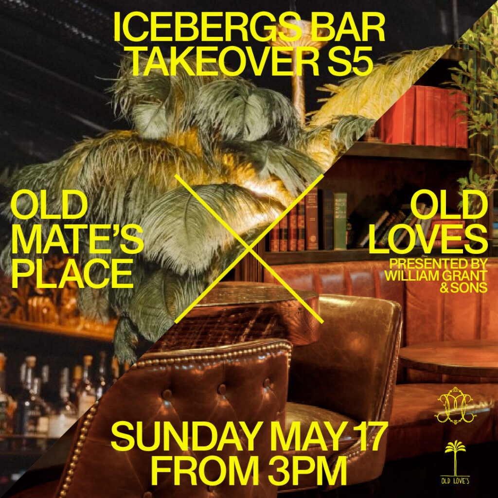 Icebergs Late Night Jazz event tile in black and gold