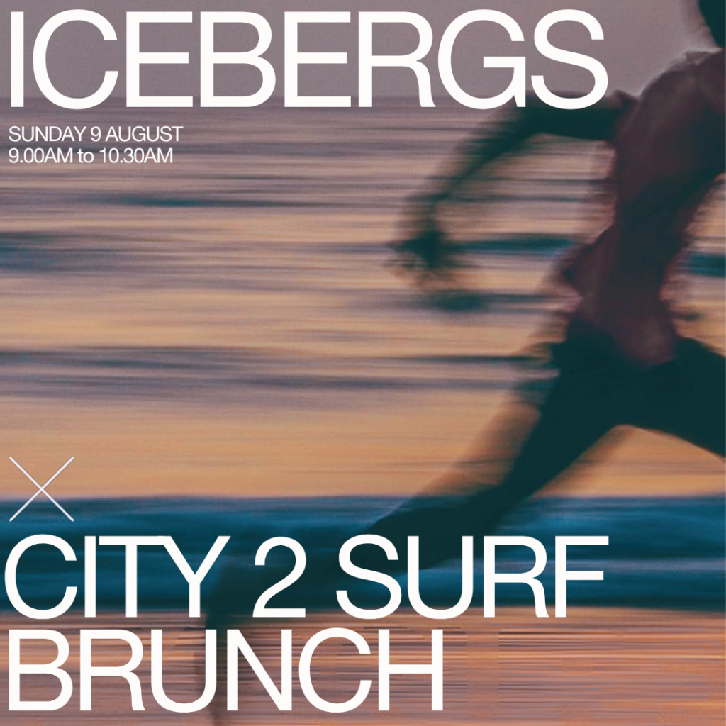 Icebergs City2Surf Brunch event tile with a runner