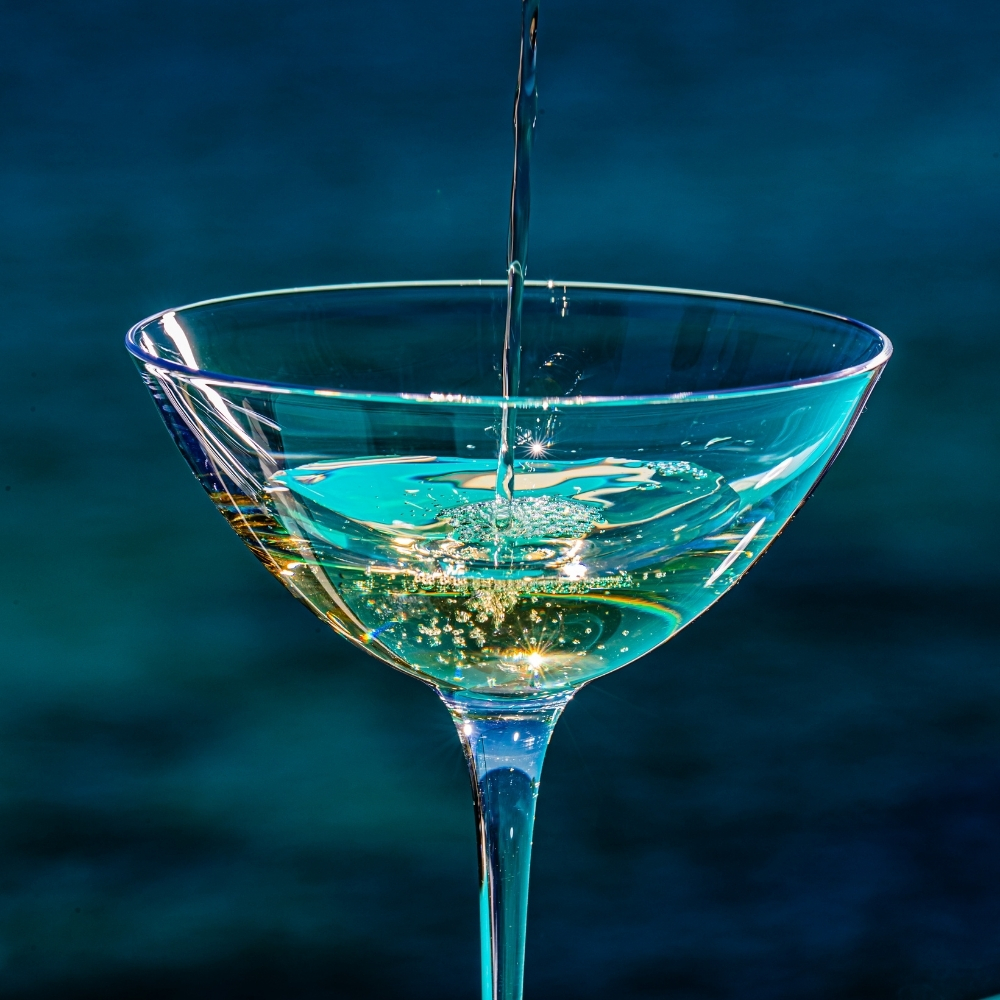 Martini poured into a chilled coupe glass