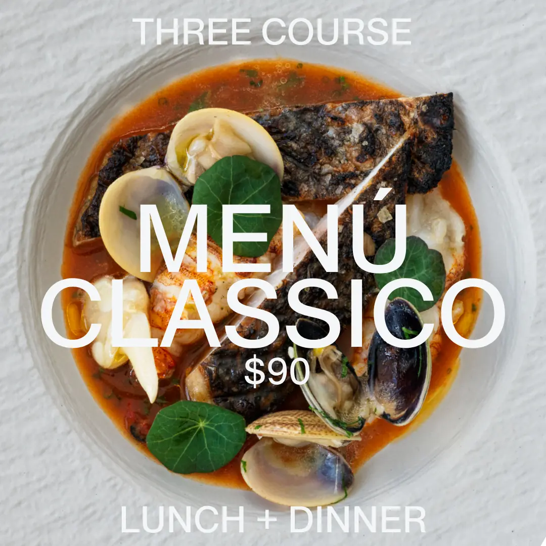 Menu Classico three-course event tile with a braised dish